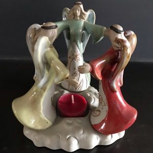 Vintage Candleholder Three Dancing Angels Tealight